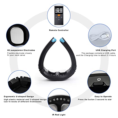 Osito Neck Massager With Heat, Ems & Tens Therapy Electric Cervical Neck Massage For Neck Pain Relief With 9 Modes 50 Intensities Wireless Rechargeable Neck Massager For Men Women（Fsa Hsa Eligible） #TOP1