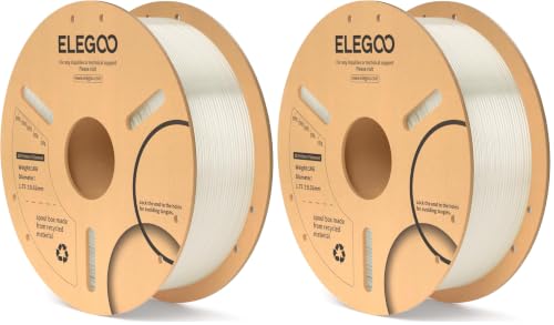 Image of ELEGOO PLA Filament 1.75mm Translucent 1KG, 3D Printer Filament Dimensional Accuracy + /- 0.02mm, 1kg Cardboard Spool(2.2lbs) 3D Printing Filament Fits for Most FDM 3D Printers (Pack of 2)