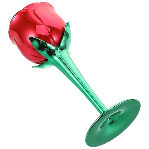 Ipetboom Copa de Vino de Plástico Electrochapada 175 Ml Forma de Rosa Roja Vaso Reutilizable para Fiestas y Bodas Diseño Floral Elegante para Bebidas y Celebraciones Reutilizable