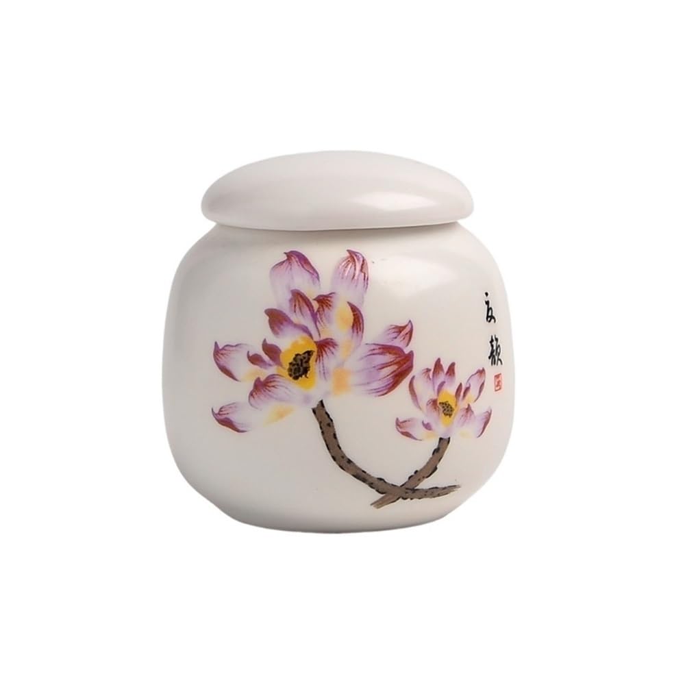 HLHLOP777 Kitchen Storage Jar Ceramic Mini Tea Canister Food Storage Jar With Airtight Lid For, Coffee, Nuts, Herb, Spice, Sugar ﻿ Leaf Tea Jar(Purple)
