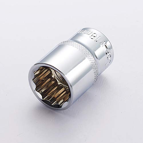 Utoolmart 18mm 12 Point Torx Shallow Socket 1/2inch Drive Chrome Vanadium Steel 38mm Length Universal Spline Shallow Impact Plum Sleeve for DIY Hand-Making Automotive Repairs 3pcs - Image 3
