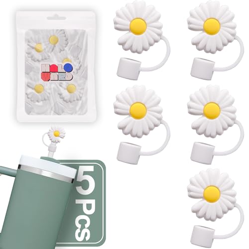 5 Pcs Flower Straw Toppers, Straw Covers for Stanley cup with lid, straw cover cap 20/30/40oz, with lid (Flowers-S, 5Pcs)