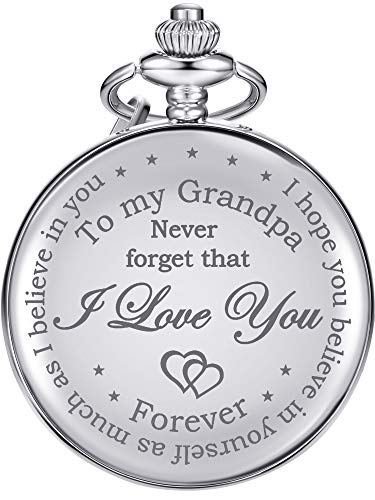 Montre de poche grand-père cadeau personnalisé cadran lisible argent