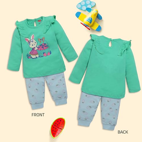 Image of LuvLap Baby Girls 100% Cotton Full Sleeve Top & Pyjama Sets, Pack Of 02