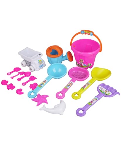 Image of Asian Royal Beach Set Sand Toys Castle Play Set with Fish, Crab, Star Fish, Fish, Dump Truck, Moulds for Kids & Toddlers, Useful for Gardening & Outdoor Tool Kit (JCB Construction Theme)