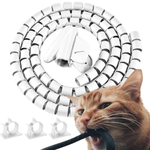 Kapavela - Protector de Cables Mascotas 2,5Metros y 22mm - Organizador Blanco para Esconder, Cubrir, Ocultar y Tapar Cables TV o Escritorio - Protege Cables Gatos- Incluye Guías Ordena y Recoge Cable