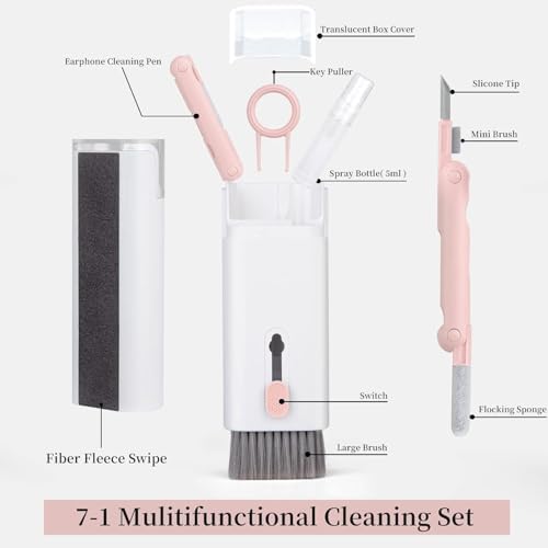 SUWORS 7’si 1 Arada Elektronik Temizlik Seti – Klavye, Kulaklık, Ekran, Bilgisayar ve Telefon Temizliği İçin Fırçalı, Spreyli, Çok Amaçlı Kompakt Temizlik Aparatları - Görsel 6