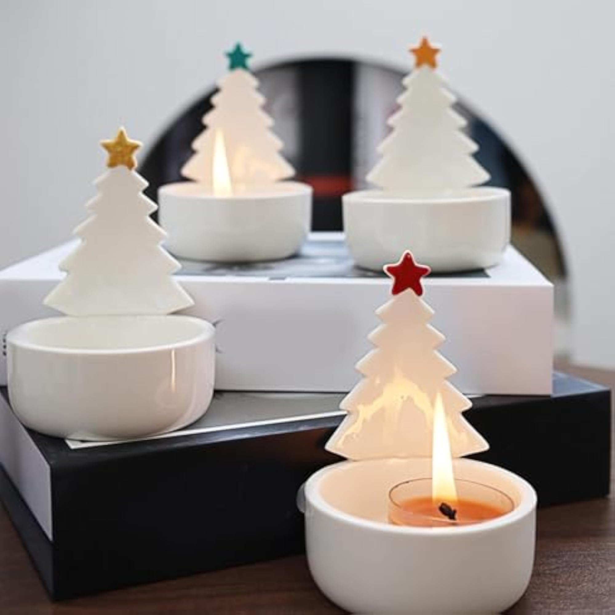 Christmas Tealight Holder Candle Tray for Seasonal Decor
