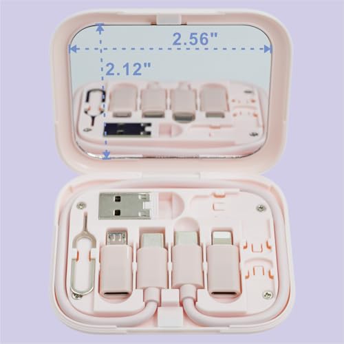Câble USB C vers C avec adaptateurs Micro/iOS/USB et miroir rose - 4