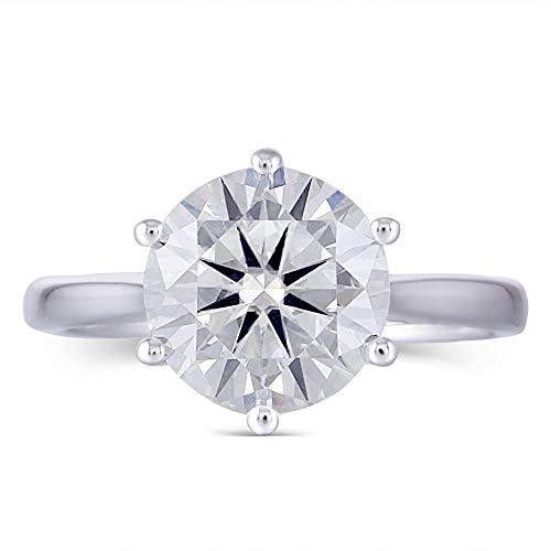 Preisvergleich Produktbild DOVEGGS - Platinum Plated Silver Platiniertes Silber Runder Brilliantschliff Feines Weiß / Top Wesselton (G); Leicht Getöntes Weiß / Top Crystal (I) Moissanit