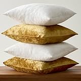GIGIZAZA Cushion Covers 45x45CM Set of 4 Gold Ivory Velvet Throw Pillow Covers Decorative Luxury Pillows Square Pillowcases Soft Throw Covers for Living Room - Image 4