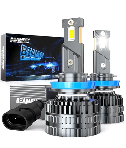 BEAMFLY Ampoules Auto LED H11 Canbus 130W 48000LM 6000K Lumières Blanches, Kit de Conversion de phares de Voiture, Feu de Croisement 12V, Tube épais en...