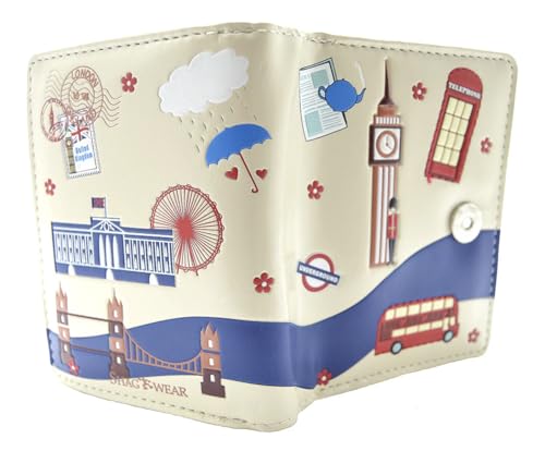 Shag Wear Streets of London Small Wallet for Women and Teen Girls Vegan Faux Leather Beige 4.5