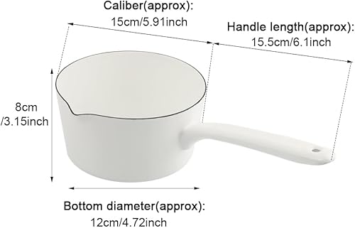 Miniatura 2 de MJFUNTXY Cacerola de leche esmaltada, cacerola de esmalte de 1.2 L, mini calentador de mantequilla, sartén de leche antiadherente con boquillas para