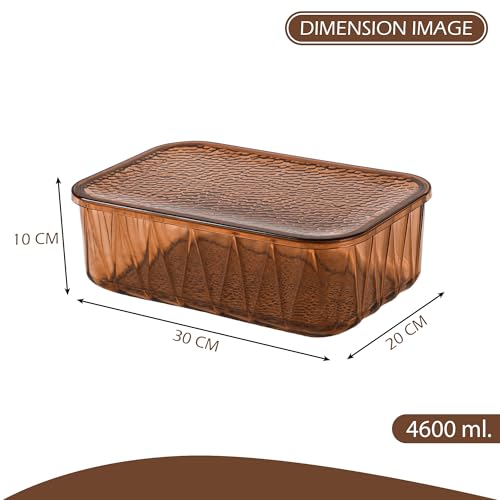 Image of Kuber Industries 2 Pcs Acrylic Stackable 4600 ml Kitchen Food Storage Container for Home with Lid | Freeze Organizer Items and Storage Organizer Box for Snacks and Dry Fruits | Brown