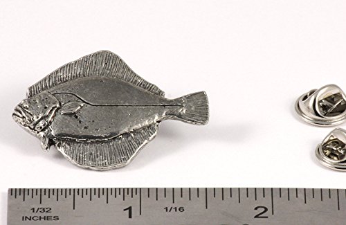 Flounder Fish Pin, Pewter, S063, 1 1/4”, Flatfish species. Demersal fish, Lapel, Hat, Pins, Brooch, Jewelry, Gift, 100% Handmade in the USA, Over 200 Fish Designs Available.2