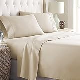 Danjor Linens Bed Sheet Set Twin XL for College Dorm Room, Back to School Items, Sheets with 2 Pillowcases, Lightweight Brushed Microfiber Deep Pockets, 4 Piece Bedding Sets, Cream