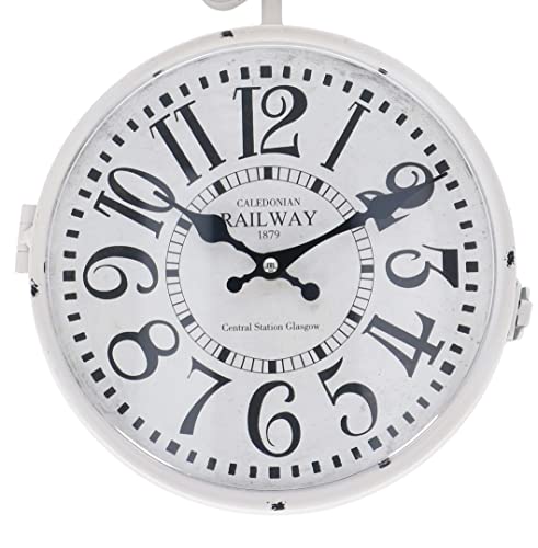 Horloge murale station ferroviaire double face rétro métal 24cm