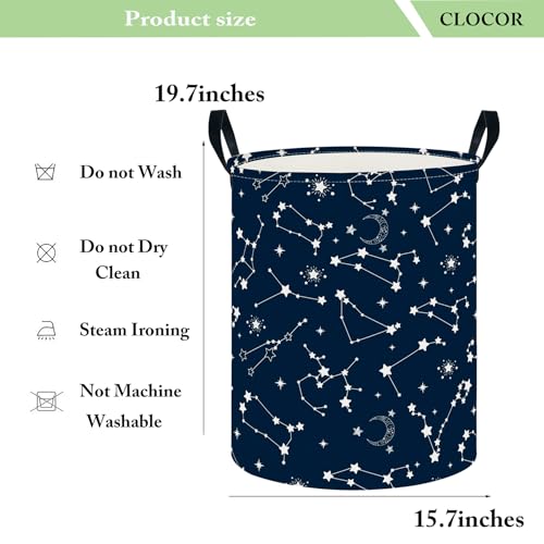 Image of CLOCOR Large Blue Round Laundry Hamper,Waterproof Storage Basket,Gift Basket(Starry Sky)