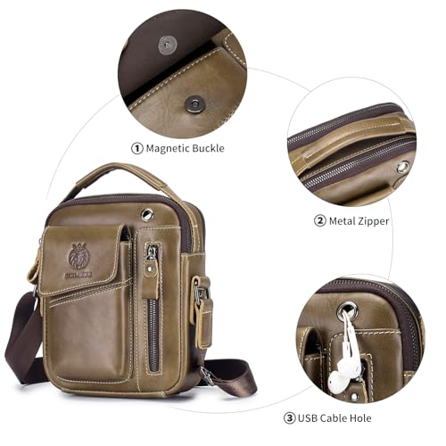 Image of Leather Shoulder Bag for Men Small Mens Crossbody Bag Purses Handbags | Small