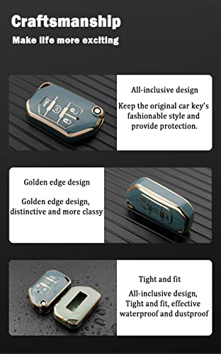 Hibeyo Car Flip Key Fob Cover With Keychain For Jeep Wrangler Jl Jlu Gladiator 4Xe 2018-2021 Key Case Accessories Soft Tpu 2 Button Full-Protect Key Shell(White) #TOP6