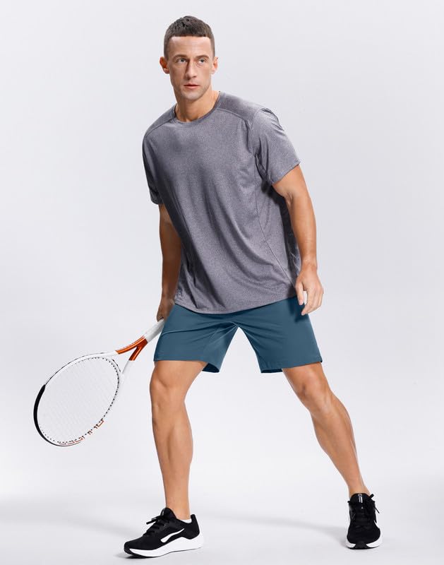 Image of GGJ Men's Lightweight Athletic Shorts with 2 Zipper Pockets 7 inch /9 inch /5 inch Gym Workout Running Quick Dry Tennis Shorts for Men