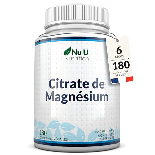 Citrate de Magnésium 200mg, 180 Comprimés, Nu U Nutrition