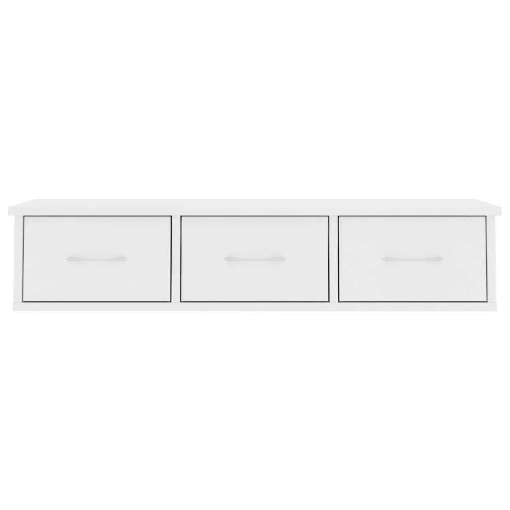 GuyAna Estante cajones para Pared contrachapada Blanco 88x26x18,5 cm baldas flotantes Pared Estante con Cajon esquineras Pared Estante de Pared Salon