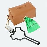 Dog Poop Bag Dispenser, Dog Leash Waste Bag PU Leather Dispenser Velcro Portable with Carabiner...