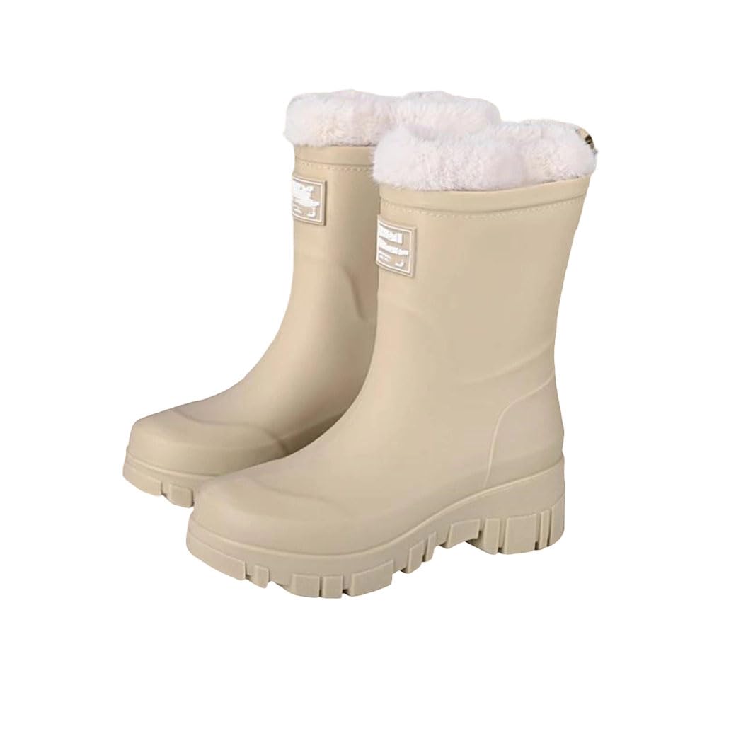 Womens Fashion Rain Boots Short Tube Waterproof Non-Slip Rubber Shoes For All Seasons Outdoor Wear