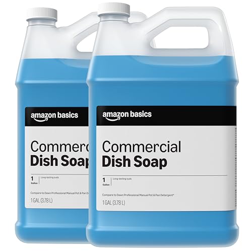 Amazon Basics Commercial Liquid Dish Soap Long-Lasting Suds Concentrated Formula 1 Gallon Pack of 2