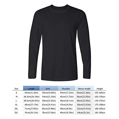 Camiseta masculina de gola redonda, manga longa e confortável de algodão para primavera, outono