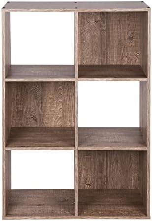 PACHIRA E-Commerce US 6 Cube Storage Bookcase, Fit 11 Inch Storage Bins, Freestanding Wooden Cabinet Cubeicals Organizer, Display Cube Shelves Compartments, Rustic Brown Oak