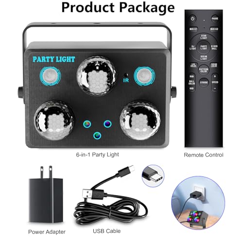 Image of Party Lights,Disco DJ Strobe Light Rave Stage Projector Effect Dance Club Light Sound Activated with Remote Control for Parties Home Show KTV Pub Dance Christmas