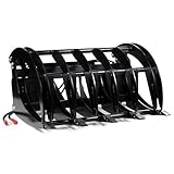 Titan Attachments 60' Extreme Root Grapple Rake Attachment, Universal Quick Tach Connection, Twin 3,000 PSI Cylinders, Replaceable Forged Steel Teeth, Tractor Accessories