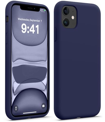AOTESIER Shockproof Designed for iPhone 11 Phone Case, Premium [Food Grade Silicone] with Anti-Scratch Protective Lining, Full Body Drop Protection Phone Case for iPhone 11, 6.1 inch, Navy Blue