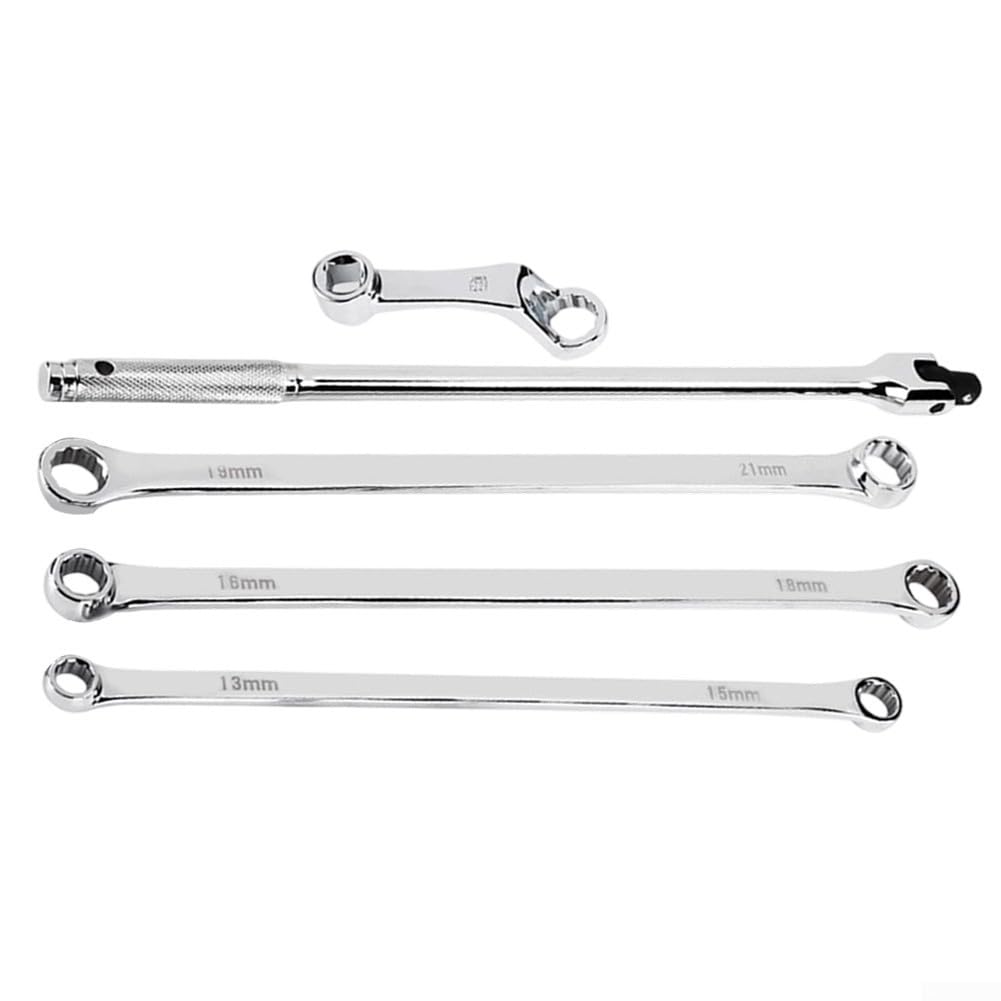 Set di chiavi a doppia testa extra lunghe, 5 pezzi, 13-21 mm, metriche, in acciaio al cromo vanadio con organizer per attrezzi