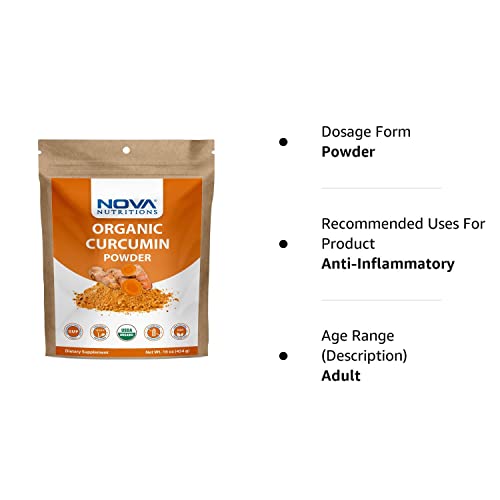 Nova Nutritions Certified Organic Turmeric Curcumin Root Powder 16 Oz (454 Gm) - Curcuma Longa (Root) (16 Oz (Pack Of 1)) #TOP3