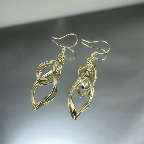14K Gold Dangle Earrings for Women Trendy Double Spiral Drop Dangly Earrings Statement Unique Twisted Wave Dangling earingrings Infinity Jewelry Gift3