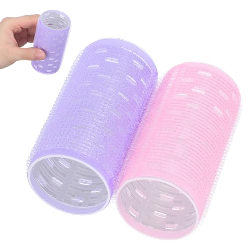 ABOOFAN Lot de 2 Bigoudis Thermiques Auto-adhésifs pour Frange, Grands Rouleaux en Aluminium Chauffant, Volume Naturel et Boucles Faciles, Accessoires Coiffure pour Femmes et Filles,