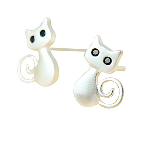 Preisvergleich Produktbild iTemer Silberwaren Sterling Silber Ohrringe Niedliche Katze 1 Paar