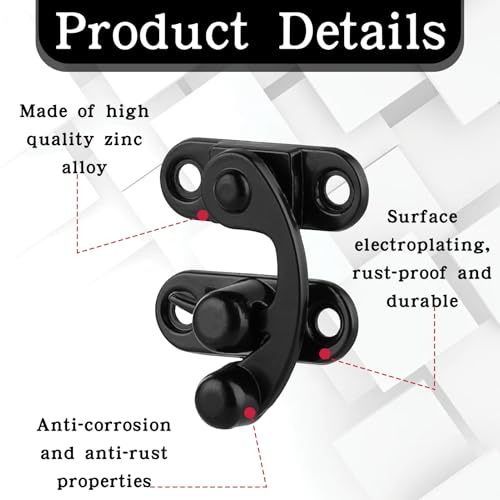 2 Stück Antiker Vintage Schnell Verschluss,Verriegelungshaken,Rasthaken Klein,33mm x 28mm Rechte Riegelhaken Haspe Riegel,Verriegelungshaspe für kleine Holzkiste, Schmuckschatulle, Weinkiste