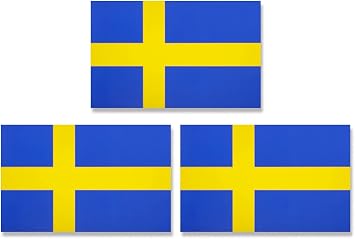 JBCD Sweden Swedish Flag Magnet Decal - for Car SUV Truck, 3 Pack, 3x5 Inches