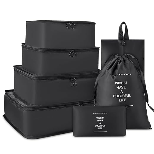 Grivaihi 7 Set Travel Organizer Bag/Packing Cubes/Bags for Luggage/Suitcases/Travel Accessories/Compression Storage Shoe Bag/Clothing Underwear for Man & Womenl Nylon (black)-picture-17