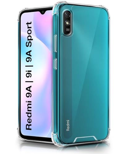 Image of WOW IMAGINE Ultra-Hybrid Crystal Clear Back Case for Redmi 9A | 9i | 9A Sport | Shockproof Design | Camera Protection Bump | Hard Clear Mobile Back Cover with Cushioned Edges - Transparent