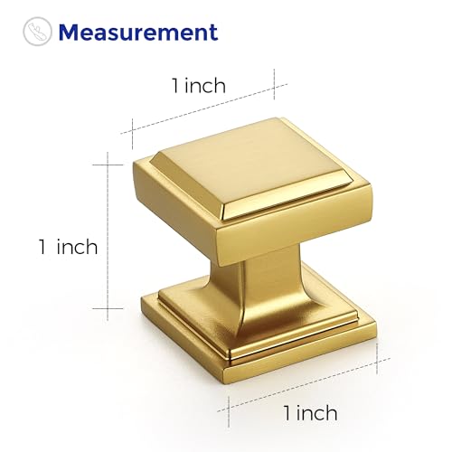 Image of Ravinte 30 Pack Gold Square Kitchen Cabinet Knobs,Zinc Solid Drawer Pulls,Farmouse Cabinet Handles for Cupboard, Closet, Dresser and Bathroom, Modern Cabinet Hardware for Cabinets