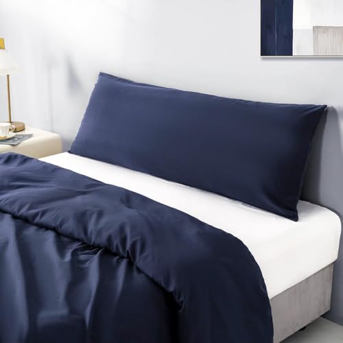 Image of Body Pillow Pillowcase with Zipper 1 piece,Navy Blue,20 inchx54 inch | Body Pillow Cover with Zipper,Long Pillow Case,Cozy Microfiber Body Pillow Case Cover
