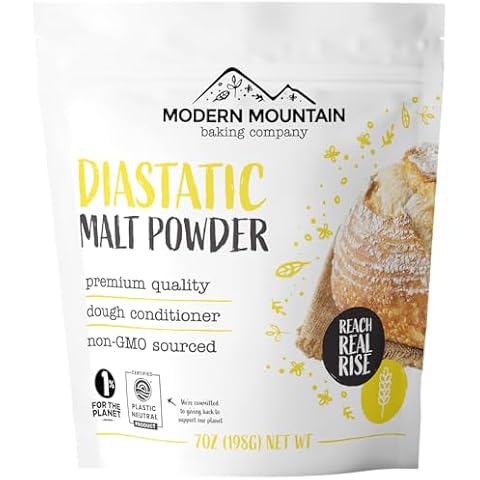 Diastatic Malt Powder (7oz) Dry Malt Powder for Baking, Improve Dough Rise, Enhance Bread Texture and Flavor, Perfect for Bread and Pizza, Non-GMO Sourced, Premium Quality, 100% Malted Barley Flour Cover