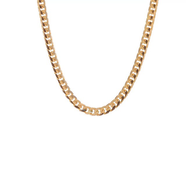 Cadena cubana sólida de oro amarillo 14k 5mm con broche miniatura 7