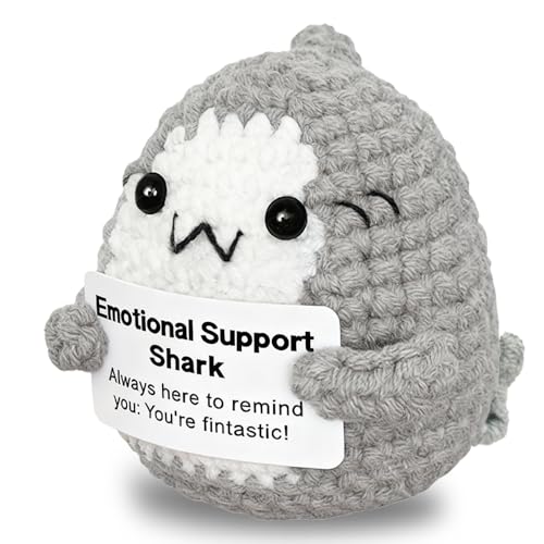 Mini Shark Stuff Gifts Positive Crochet Animals with Inspirational Card